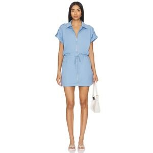 Pistola Women's‎ Meg Blue Short Sleeve Zip Up Cinched Waist Romper Jumpsuit M